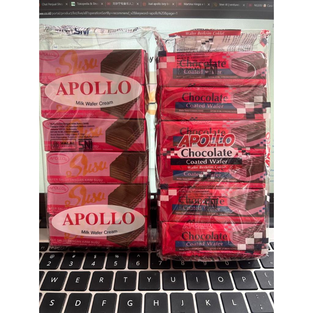 

Wafer Krim Susu & Coklat Apollo 48pcs/pack Milk Wafer Cream / Wafer Salut Krim Susu Halal