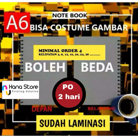 

CETAK BUKU CUSTOM A6 10,5 x 14,8 cm isi 30 40 50 100 lembar Note Notes Notebook Murah