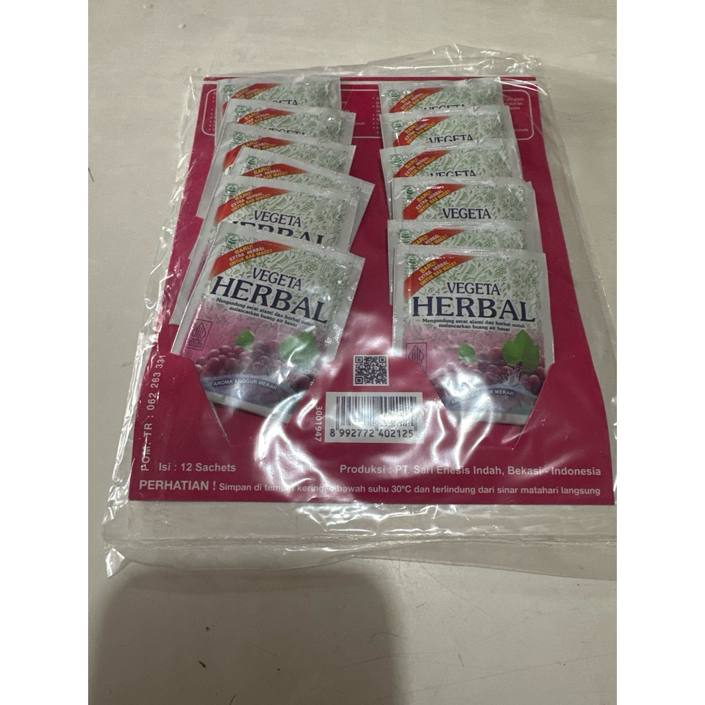

Vegeta herbal rasa anggur merah isi 12 sachets