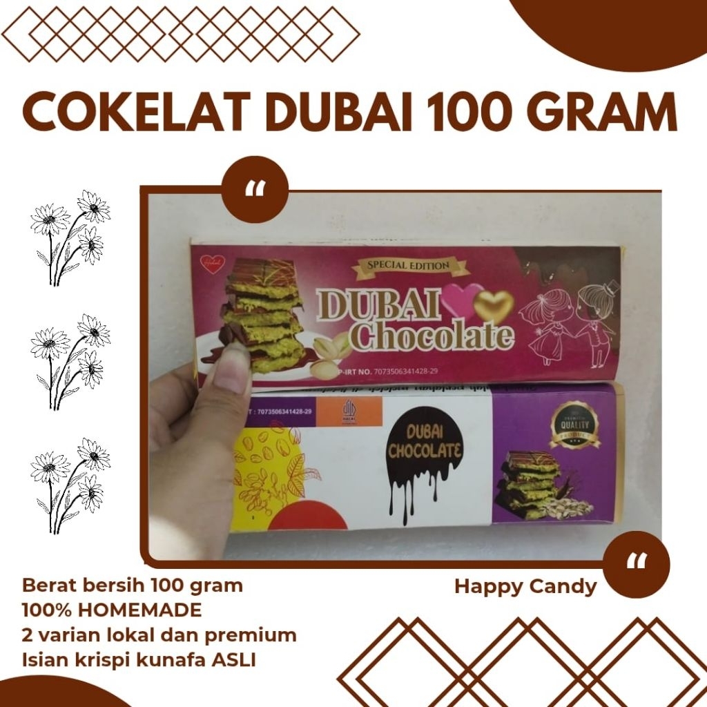 

Cokelat Dubai 100 Gram / Lokal / Premium / Dubai Chocolate