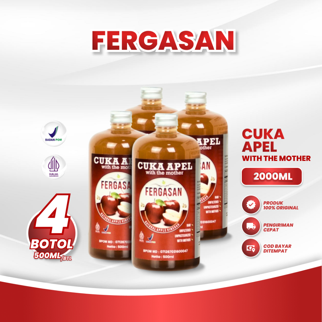 

Cuka Apel FERGASAN 100% Organik Dan Original 500 ml Paket 4 Botol 100% Original untuk Kesehatan
