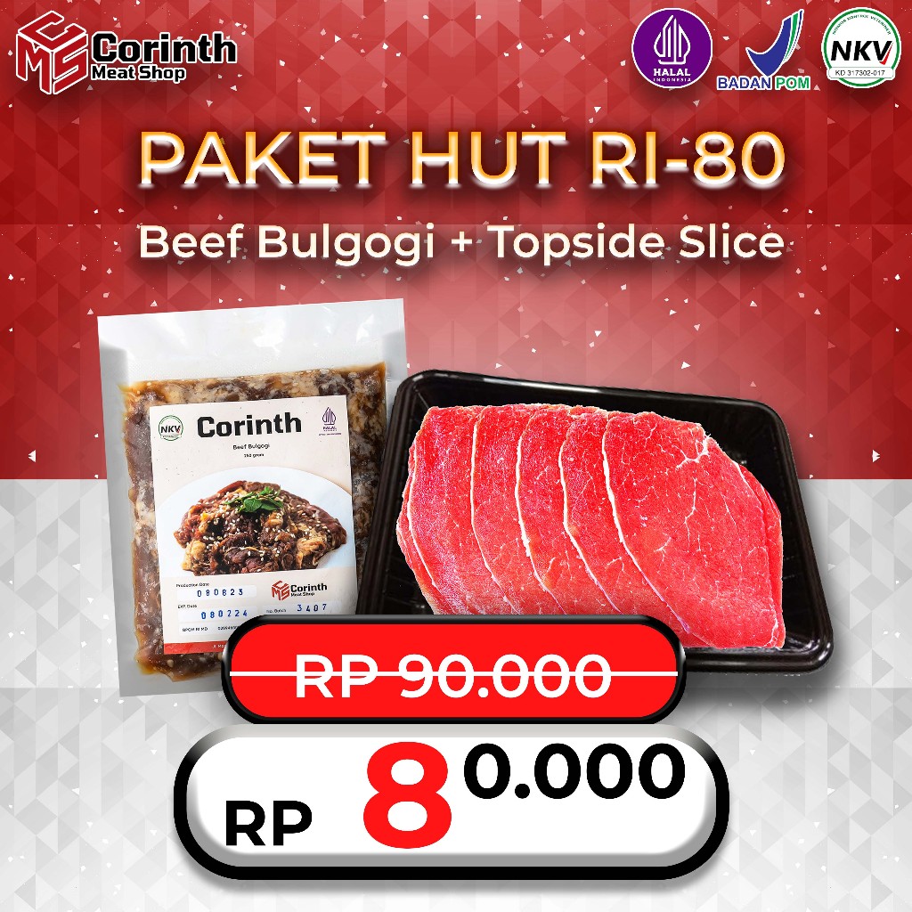 

PROMO KEMERDEKAAN / PAKET HUT RI 80 / BEEF BULGOGI + TOPSIDE AUS SLICE / PAKET HEMAT SAPI AYAM / HALAL / SEHAT / BERSIH
