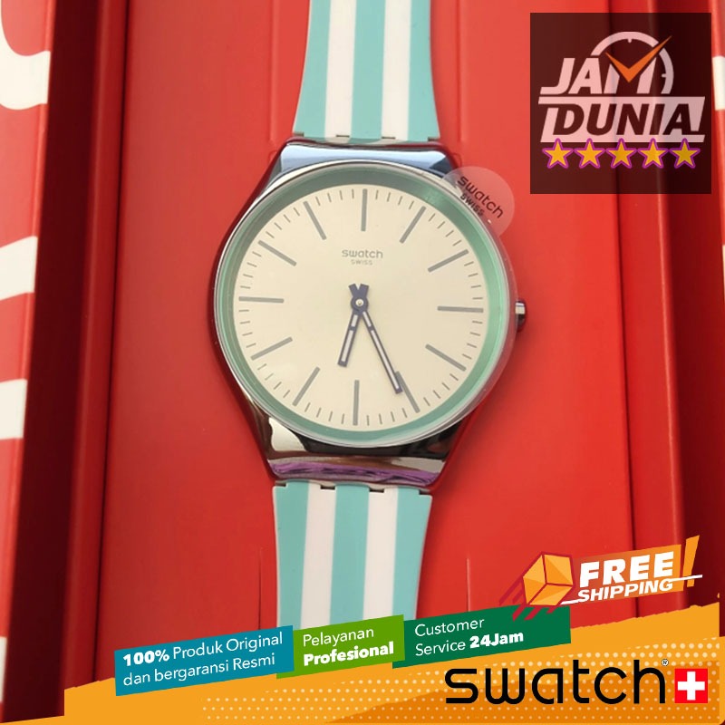 JAM TANGAN WANITA SWATCH ORIGINAL RESIN GREEN WHITE SKIN SWATCH SYXS160 SWATCH SYXS 160 JAM WANITA N