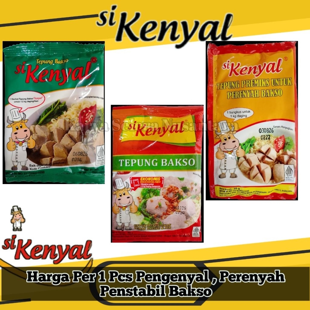 

Si Kenyal Tepung Pengenyal, Perenyah, Emulsifier Penstabil Bakso Harga Per 1 Pcs