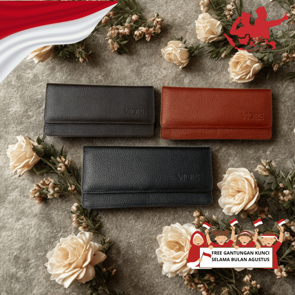 VIORE Dompet Kulit Asli 100% Dompet Kartu dan Uang Dompet HP Dompet Wanita Dompet Lipat Dompet
