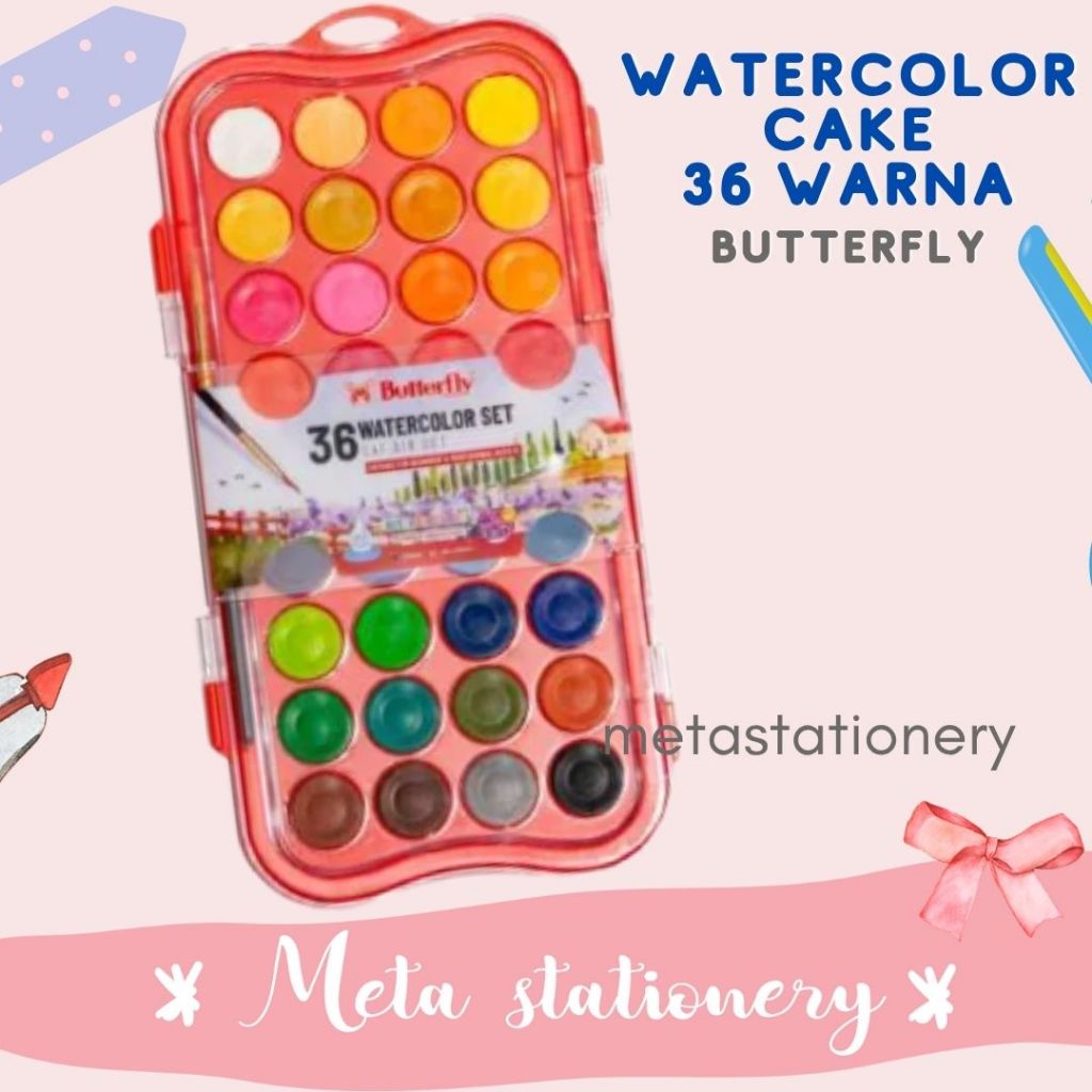 

Watercolor Cake / Cat Air Set Butterfly 36 Warna