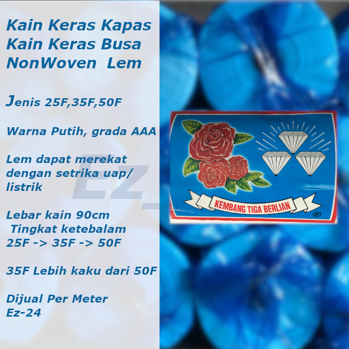 Kain Keras Lem NonWoven Kain Keras Kapas Kain keras Busa Jenis 25F 35F 50F Meteran