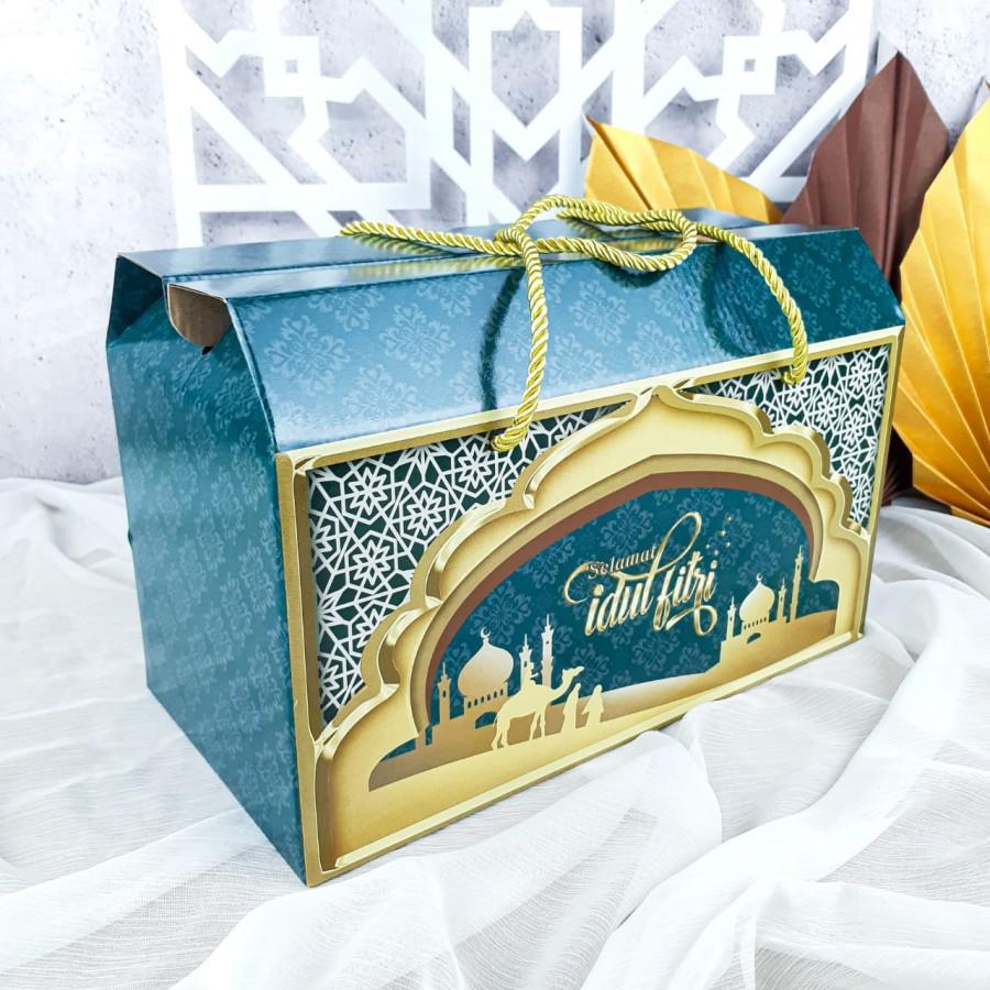 

Box Lebaran Kardus Jinjing Kemasan Hampers Idul Fitri 4 Toples 500 gr
