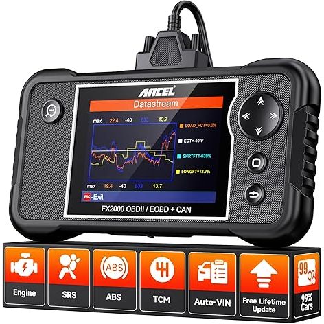 ANCEL FX2000 OBD2 Scanner Alat Diagnostik, Scanner Mobil ABS SRS Transmisi Airbag, Pembaca Kode Mesi