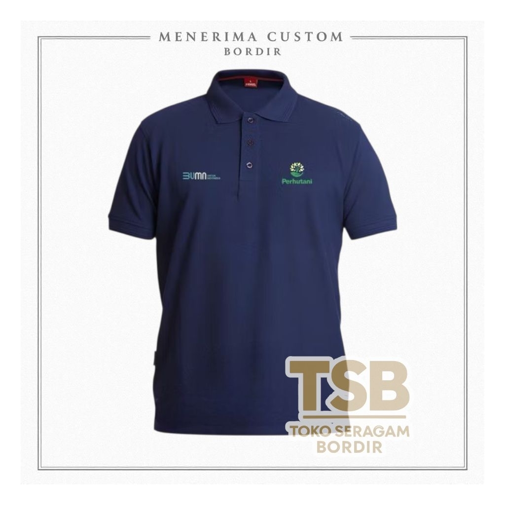 Kaos Bumn Perhutani Polo Shirt Bumn Perhutani Kaos Kerah Bumn Perhutani Bordir Komputer Lengan Pende