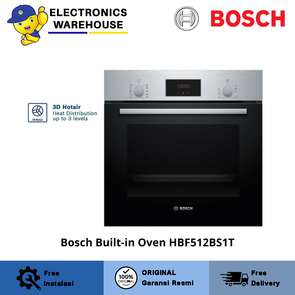 Bosch HBF512BS1T Oven Tanam / Built-In Oven Series 2 | 60 cm