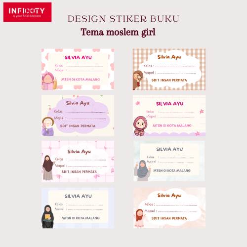 

{20 PCS} Sticker Buku Mapel Cewek / Stiker label nama buku Cewek / Stiker label custom Nama Cewek