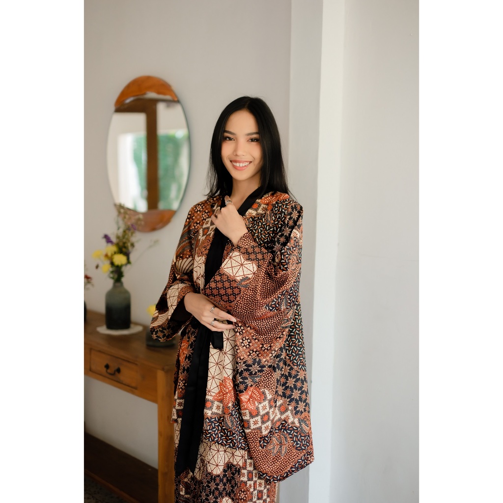 Set Baju Kurung Batik Kondangan Model Batwing Rok Plisket Mono Series by Nazya