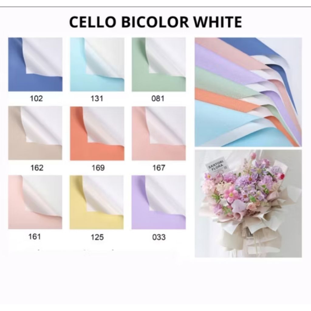 

(Pack) Kertas Buket Cellophane Bicolor White/Flower Wrapping Double side/kertas buket polos murah