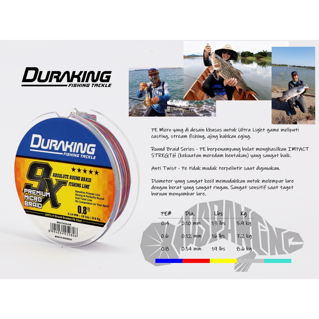 BENANG PE MICRO l MICRO BRAID l DURAKING 9X MULTICOLOR 150-300M