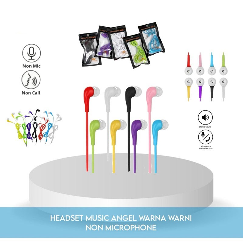 Headset Music Angel MP3 Biasa Handsfree Hf Packing Plastik Murah IJN