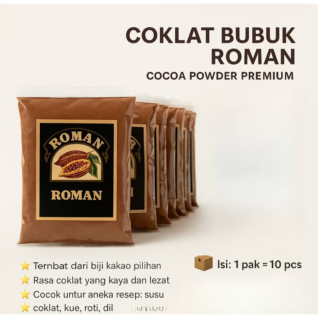 

Roman Coklat Bubuk Kakau Bubuk Cocoa Powder Pokelat Perpack