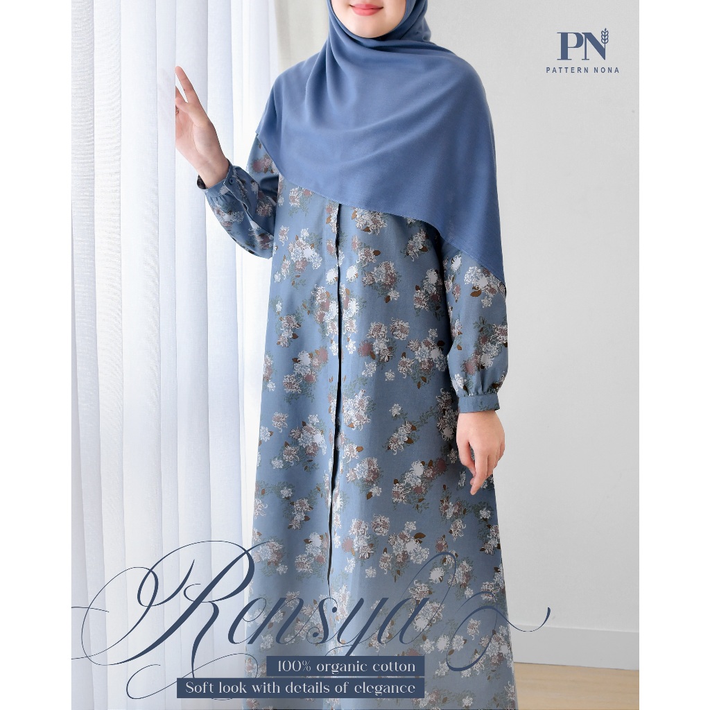 Pattern Nona Dress Rensya Gamis Organic Soft Cotton