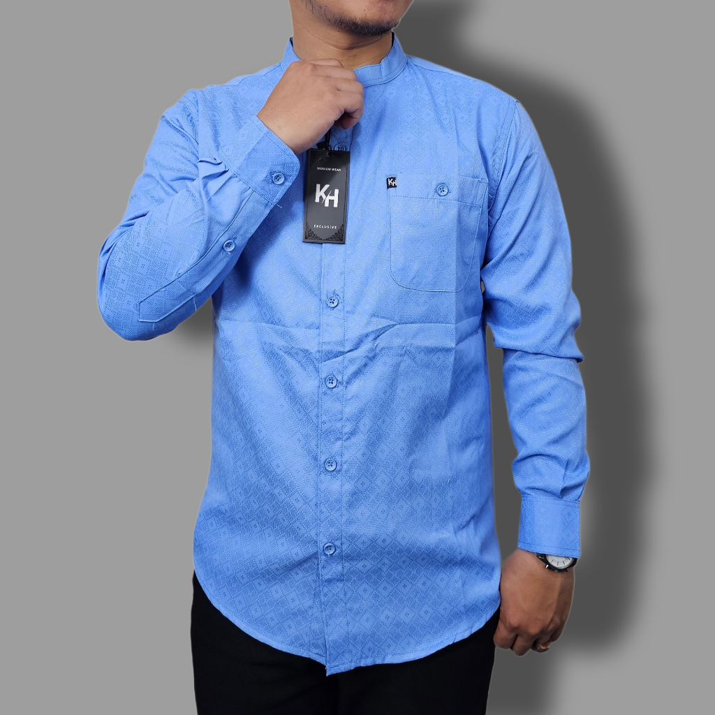 KH Kemeja Pria Polos Slimfit Dobby | Kerah Shanghai & Jumbo Nyaman