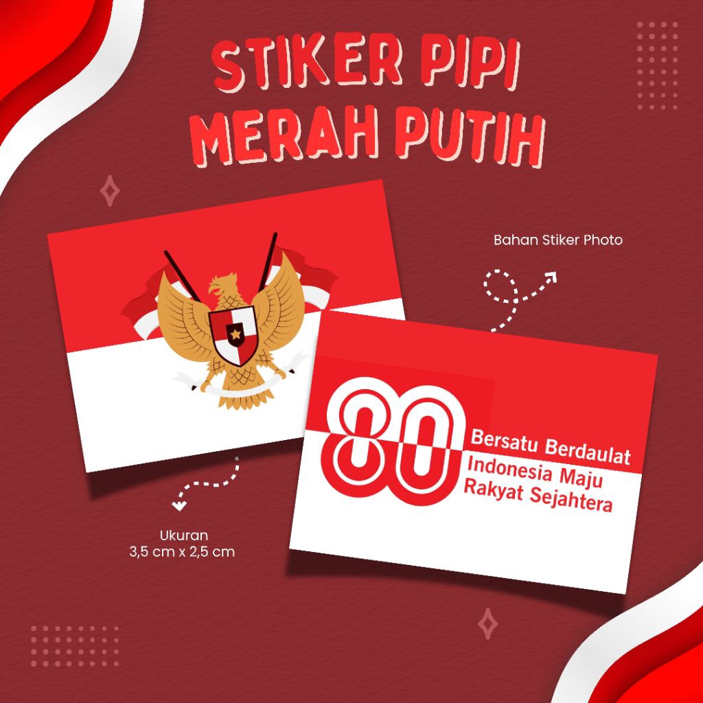 STIKER MERAH PUTIH UNTUK PIPI - STIKER KEMERDEKAAN - STIKER PIPI MERAH PUTIH