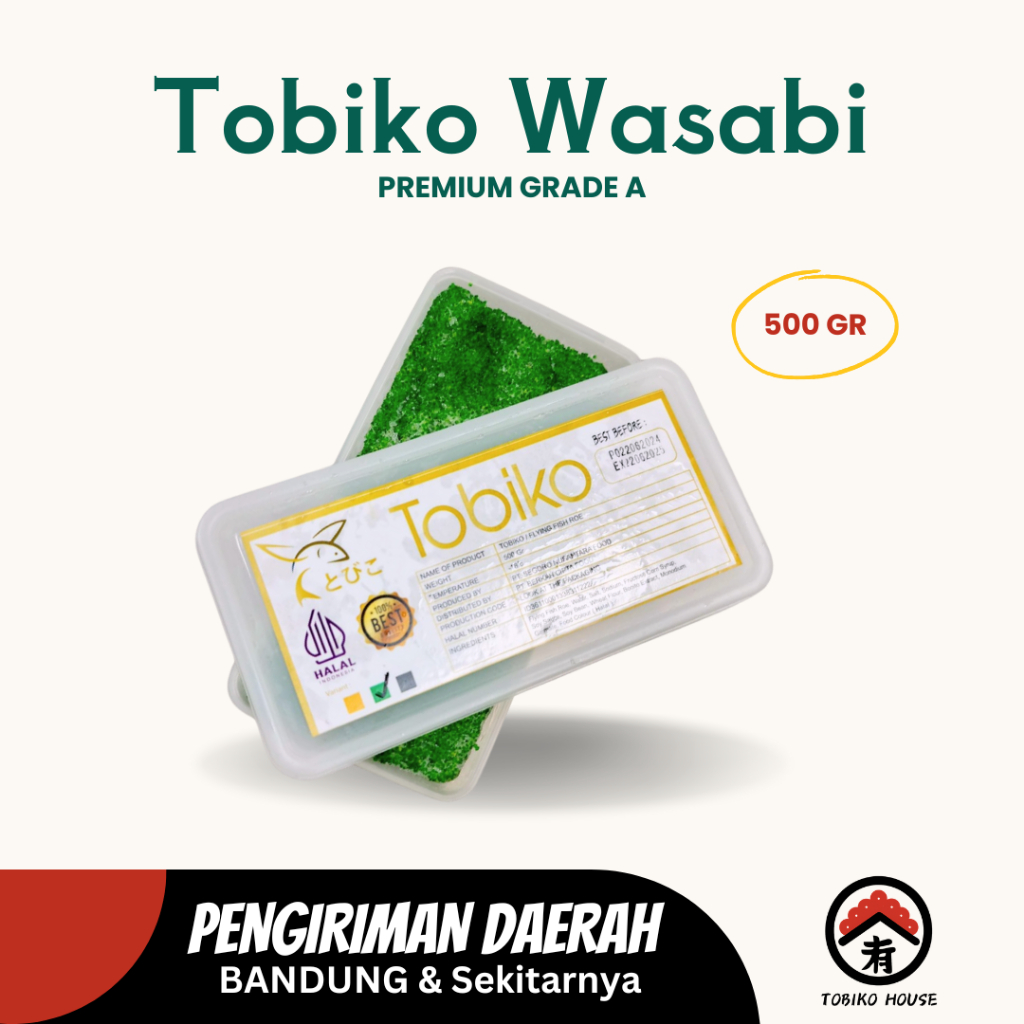 

Tobiko Green Wasabi GRADE A Telur Ikan Terbang Premium Flying Fish Roe 500gr Halal