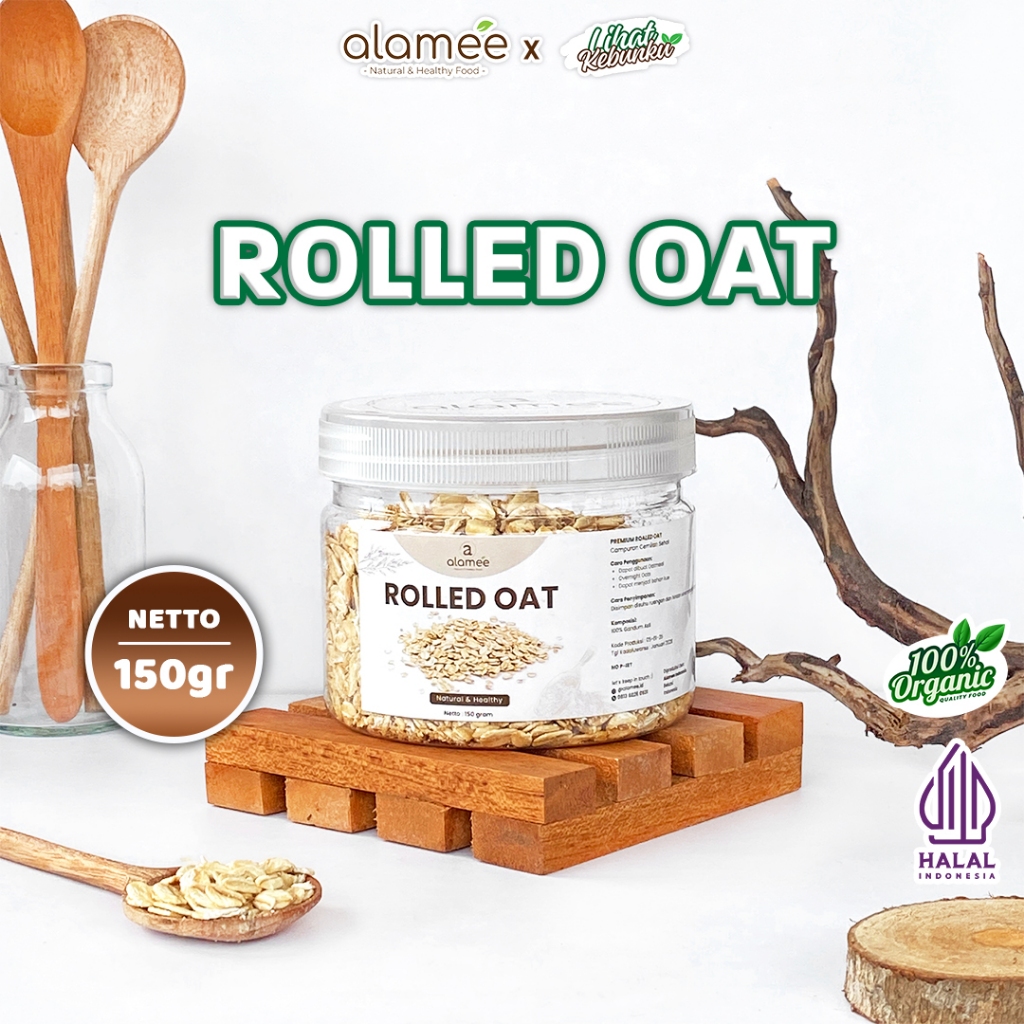 

ALAMEE Gantum Utuh Rolled Oat Biji Kasar Instan Oats Organik Sarapan Cemilan 150gr LIHAT KEBUNKU