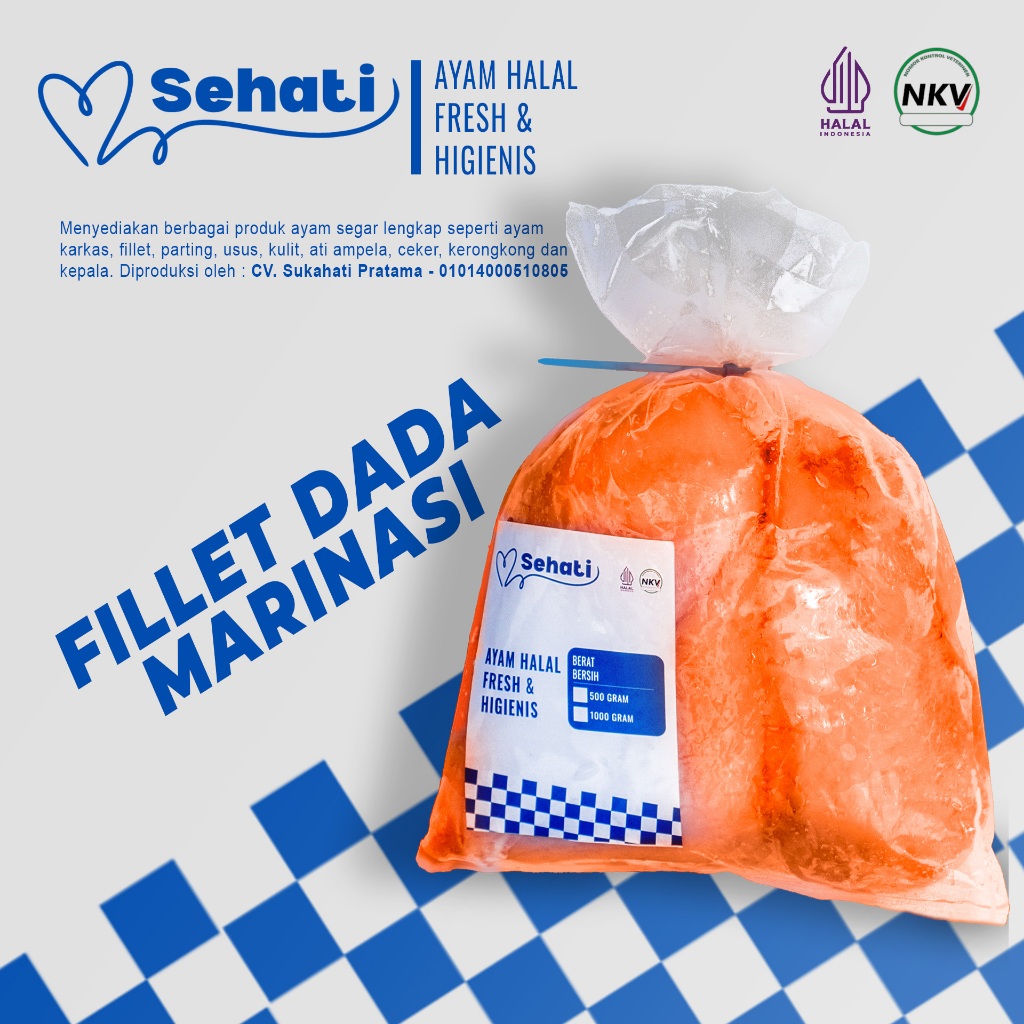 

Marinasi Fillet Boneless Dada Ayam Chicken Breast 100% Halal Higienis Certified Premium Quality
