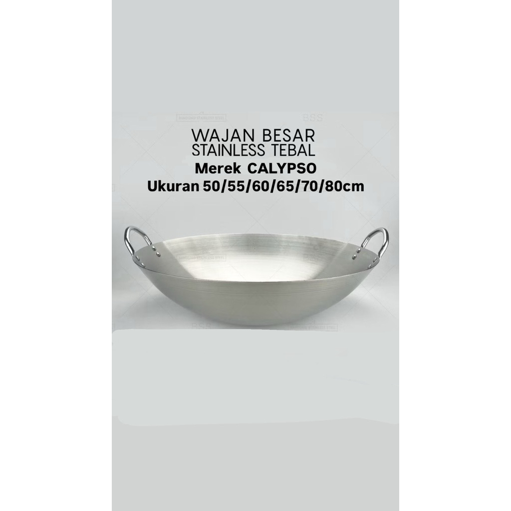 Wajan stainless calypso jumbo kuali stainless calypso tebal jumbo 50/60/70/80cm