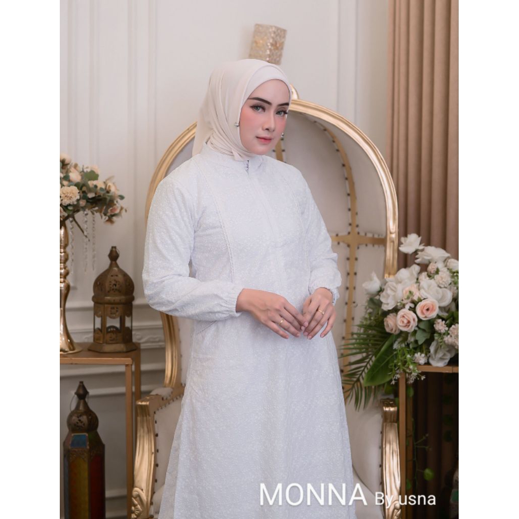 Gamis Katun Rubiyah Putih Wanita MONNA By usna