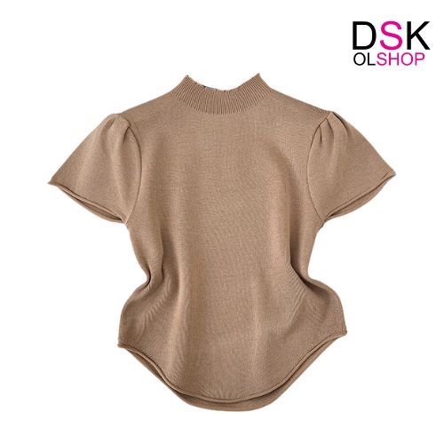 DSKMALL Baju Atasan Rajut Wanita Inner Turtleneck Kerah Tinggi Lengan Pendek Fashion Korea BJ1647