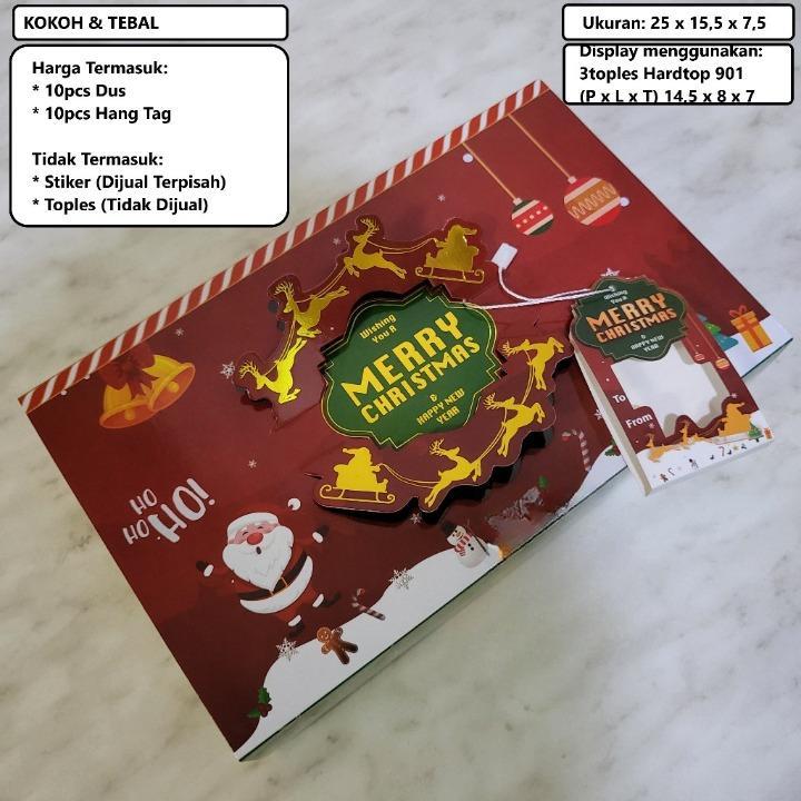 

Cake Box Hampers Natal isi 3 Toples 350gr Kue Kering Parcel Roti Merry Christmas