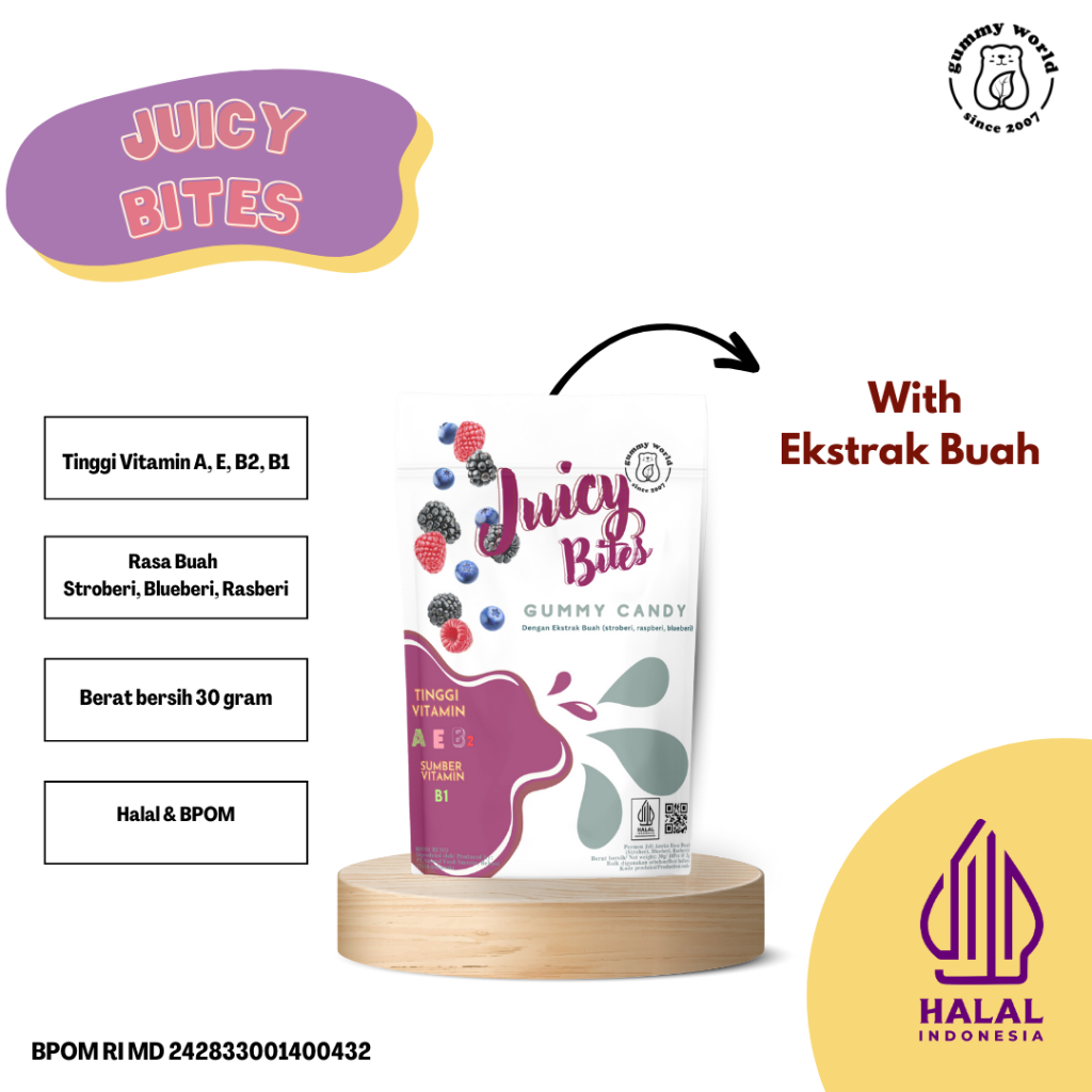 

Juicy Bites Vegan Gummy (Mixberries Juice)