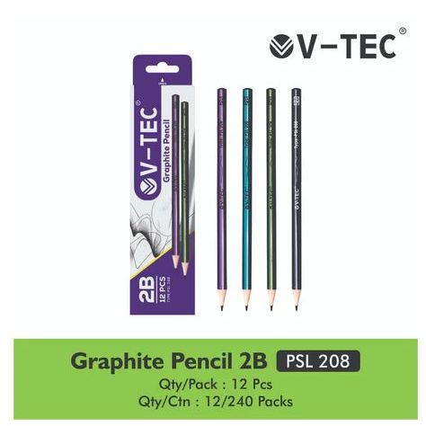 

V-TEC Pensil 2B / Pencil Kayu Menulis Graphite Menggambar Sketch (1 Pack Isi 12)