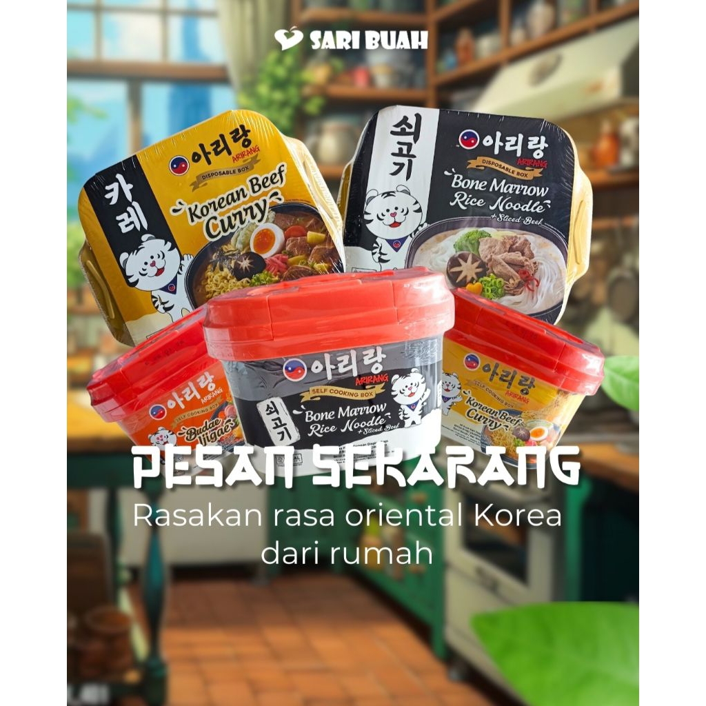 

Mie asli korea, Mie korea, Arirang Disposible, Arirang self cooking box