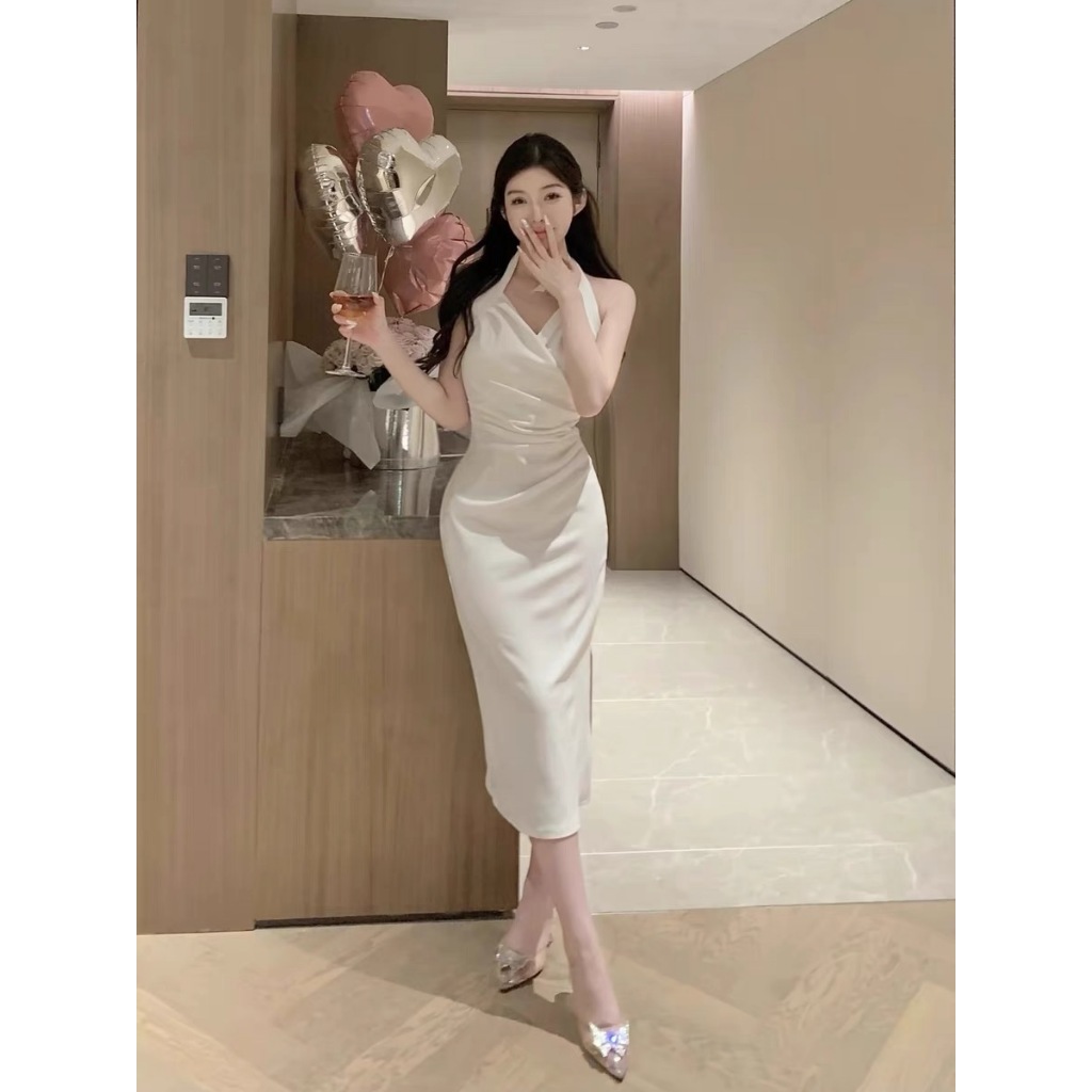 midi dress putih wanita korea dress pantai press body party dress casual dress dress kekinian 2025 t