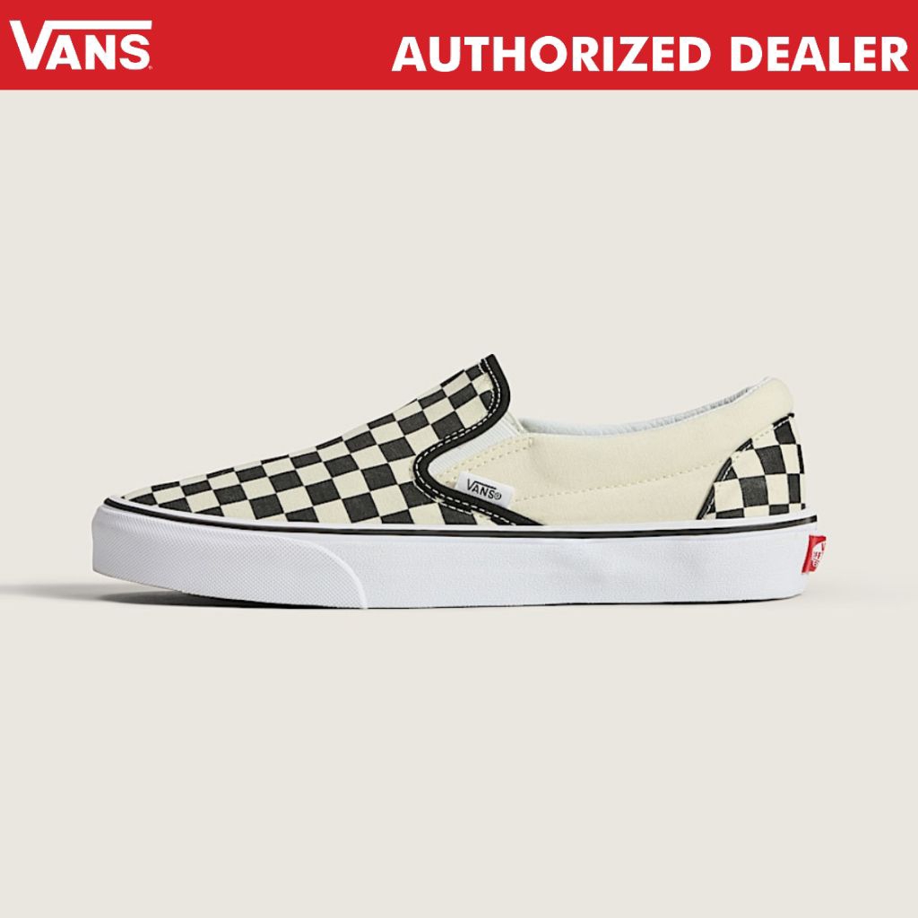 Sepatu Vans Classic Slip-On Checkerboard Black White Original Pria Wanita Unisex
