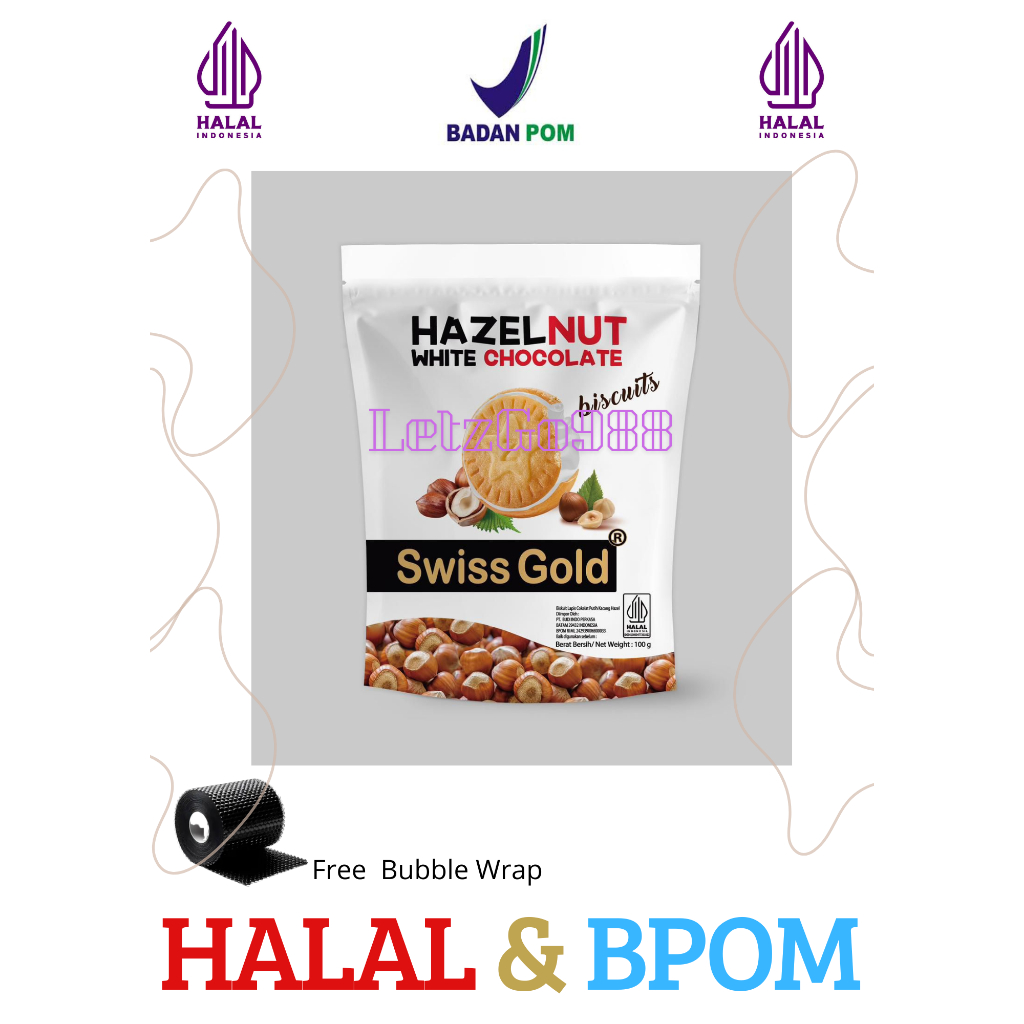 

Swiss Gold Hazelnut Biscuit /Biskuit Hazelnut Milk White Chocolate 100 Gram