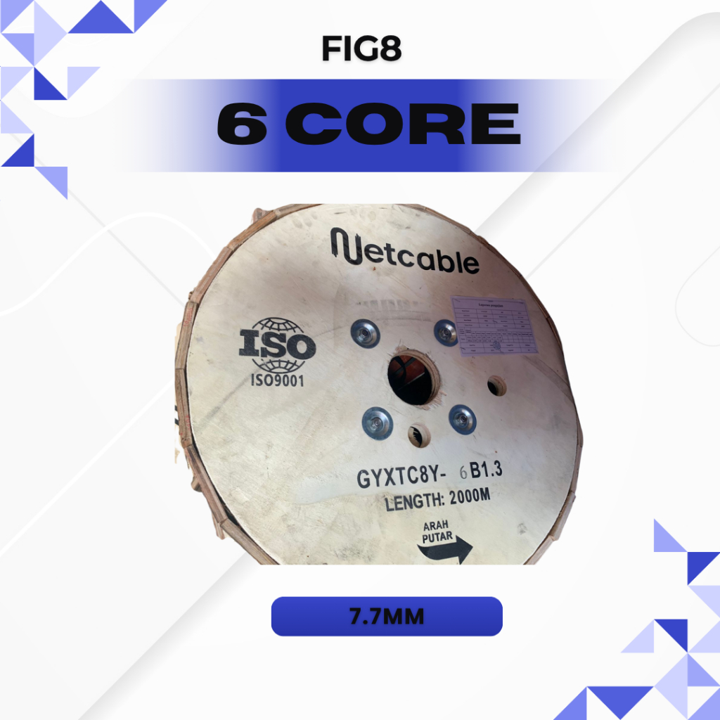 KU 6  core Fig8 Seling G652D - Udara Kabel Fiber Optik Adss Duct 1Haspel