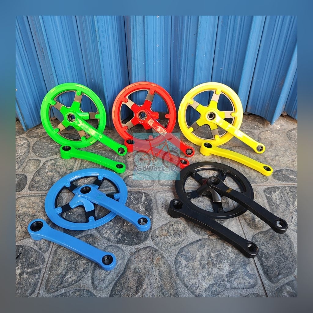 Gear Gir Crank Set Sepeda 44T Exotic ET-M352 Single 1 Susun Warna As Kotak Lipat Fixie Minion Balap 