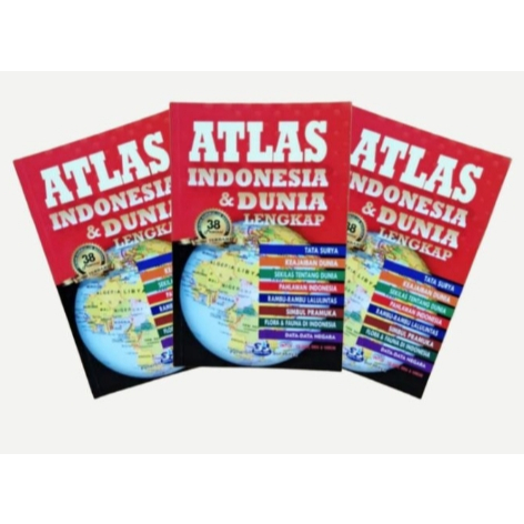 Atlas Indonesia  & Dunia Lengkap 38 Provinsi Edisi Terbaru / Atlas Dunia Besar  Terbaru Terlengkap