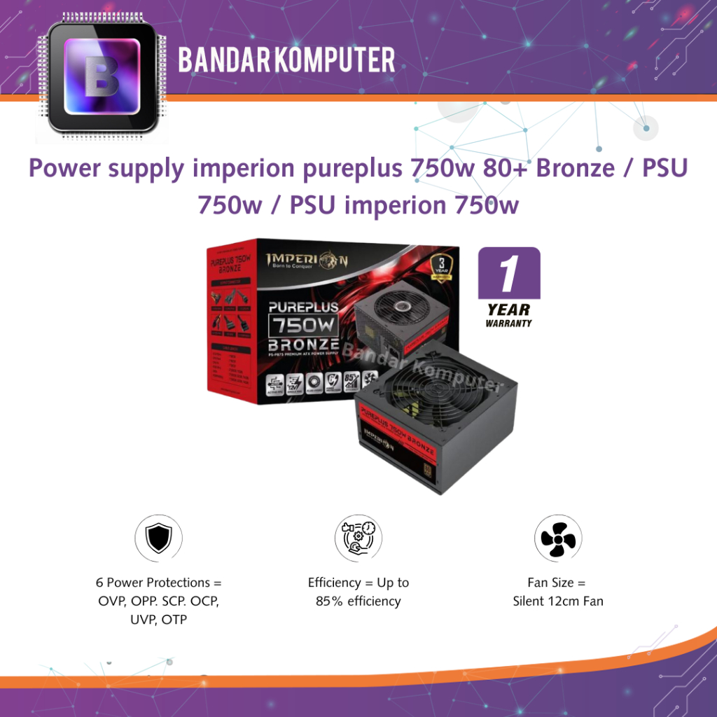 Power supply imperion pureplus 750w 80+ Bronze / PSU 750w / PSU imperion 750w