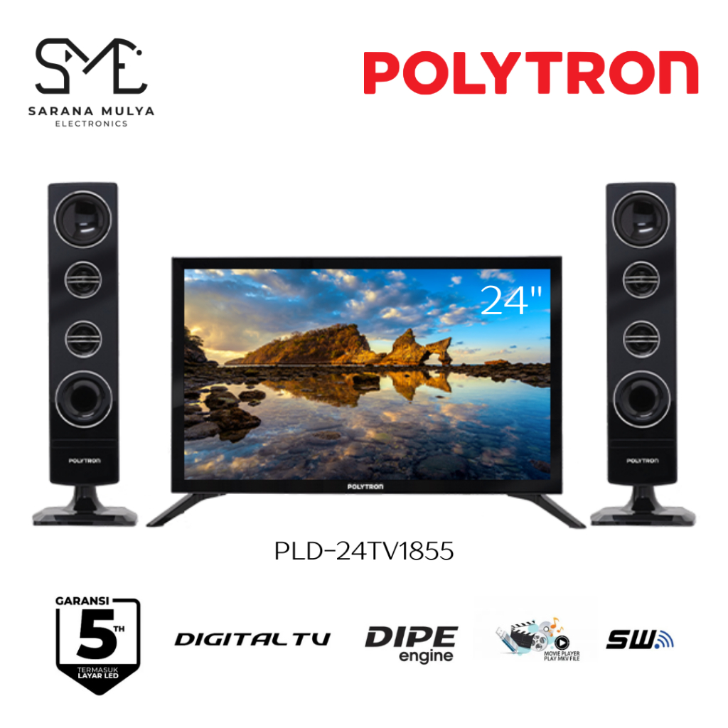 TV LED POLYTRON 24" Speaker Tower - PLD24TV1855