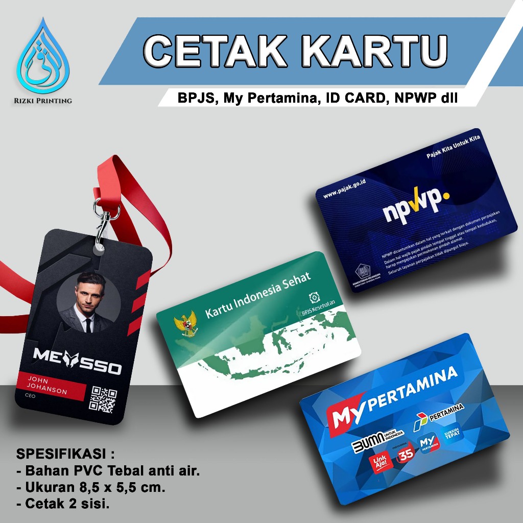

ID CARD CUSTOM 2 SISI TERMURAH KUAT DAN ANTI LUNTUR (BPJS, NPWP, KIS, KARTU PERTAMINA DLL)