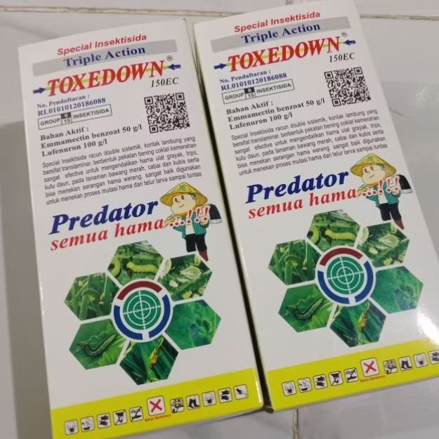 insektisida TOXEDOWN 150EC. bahan aktif: emamectin benzoat 50g/l + lufenuron 100g/l. kemasan 250ml