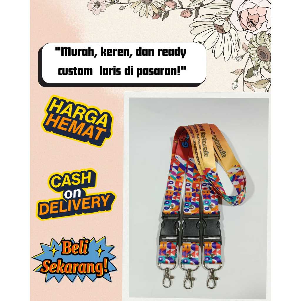 

Cetak Custom Lanyard Sublim (10pcs) Lebar 2.5 CM tali lanyard custom / cetak tali lanyard id card