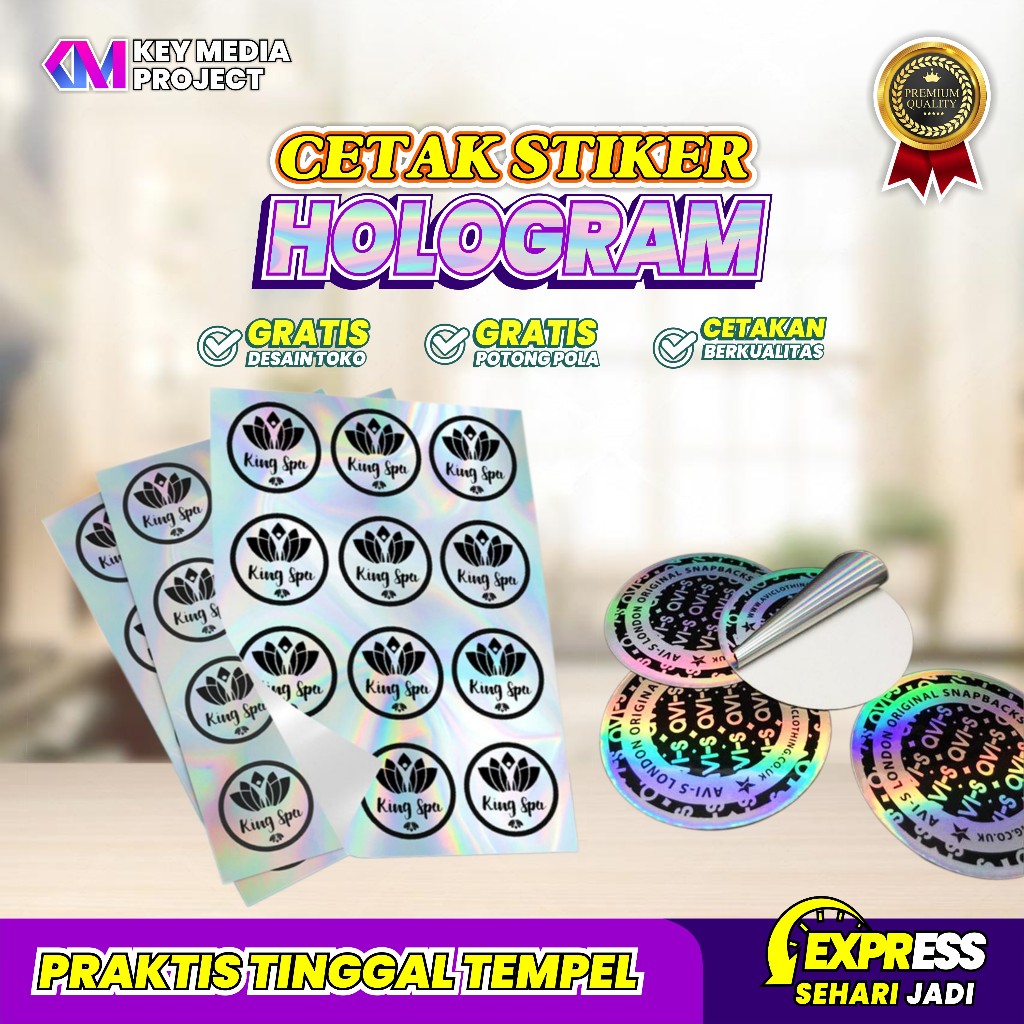 

Stiker Hologram / Stiker Label Hologram / Stiker Hologram A3 / Stiker Hologram Kisscut & Diecut