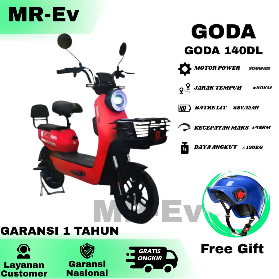 Sepeda Listrik Goda 140DL GD140dl Garansi Resmi 1 tahun GD 140 DL