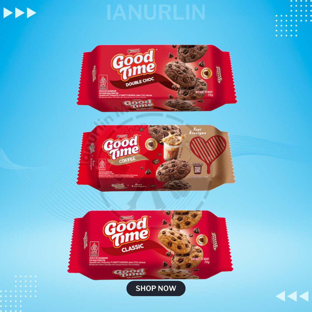 

GOOD TIME COOKIES 72g - Biskuit Good Time - Varian Rasa - Double Choc, Classic, Coffe - Makanan Ringan Murah