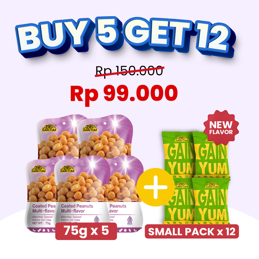 

Gain Yum - Kacang Telur Kam Yuens Coated Peanuts Multi-flavor 75G