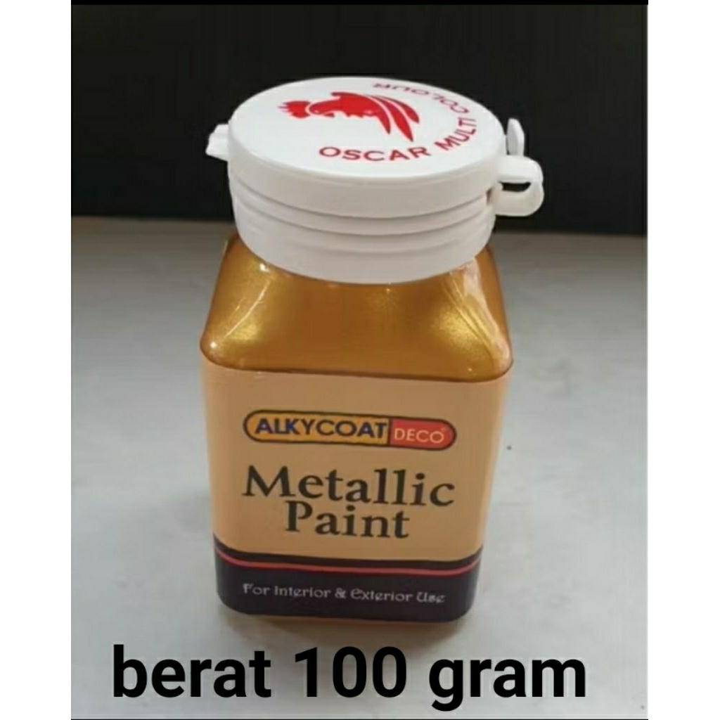 Cat alkycoat warna emas metallic water base berat 100 gram